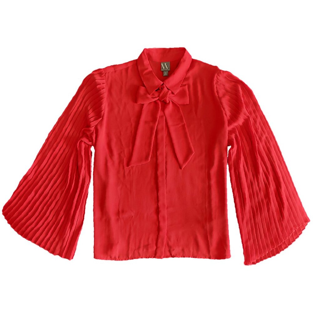 Worthington Red Pleated Long Sleeve Blouse Size XXL